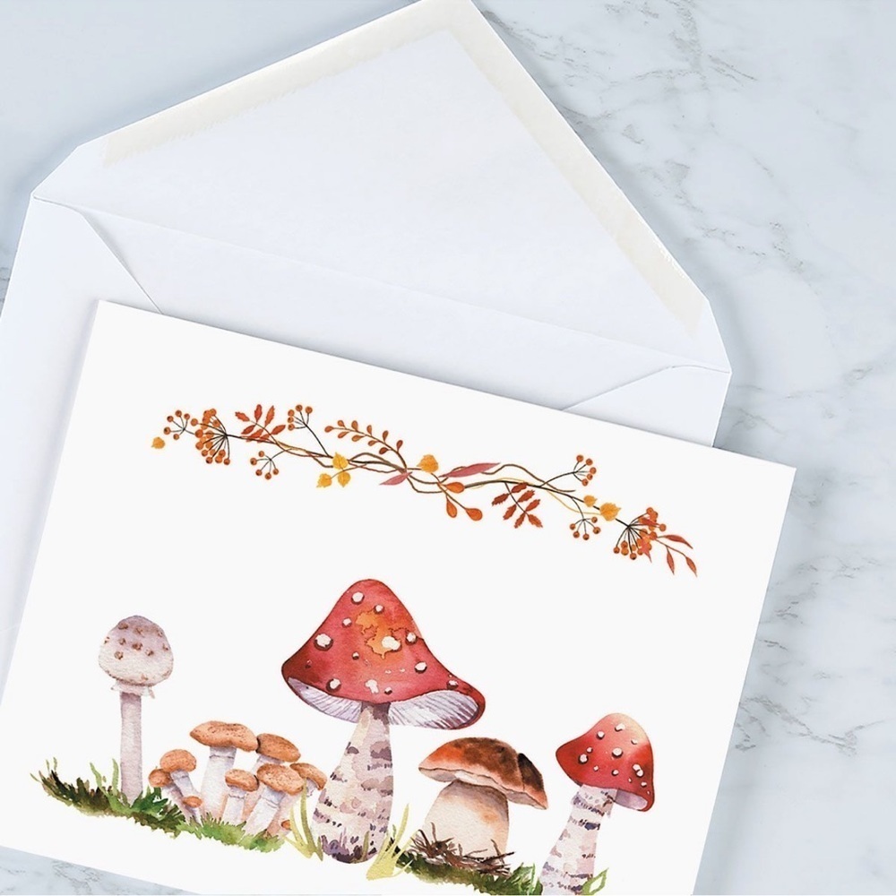 Cottage Mushroom Ten (10) Notecard Set, NWT - Picture 2 of 5